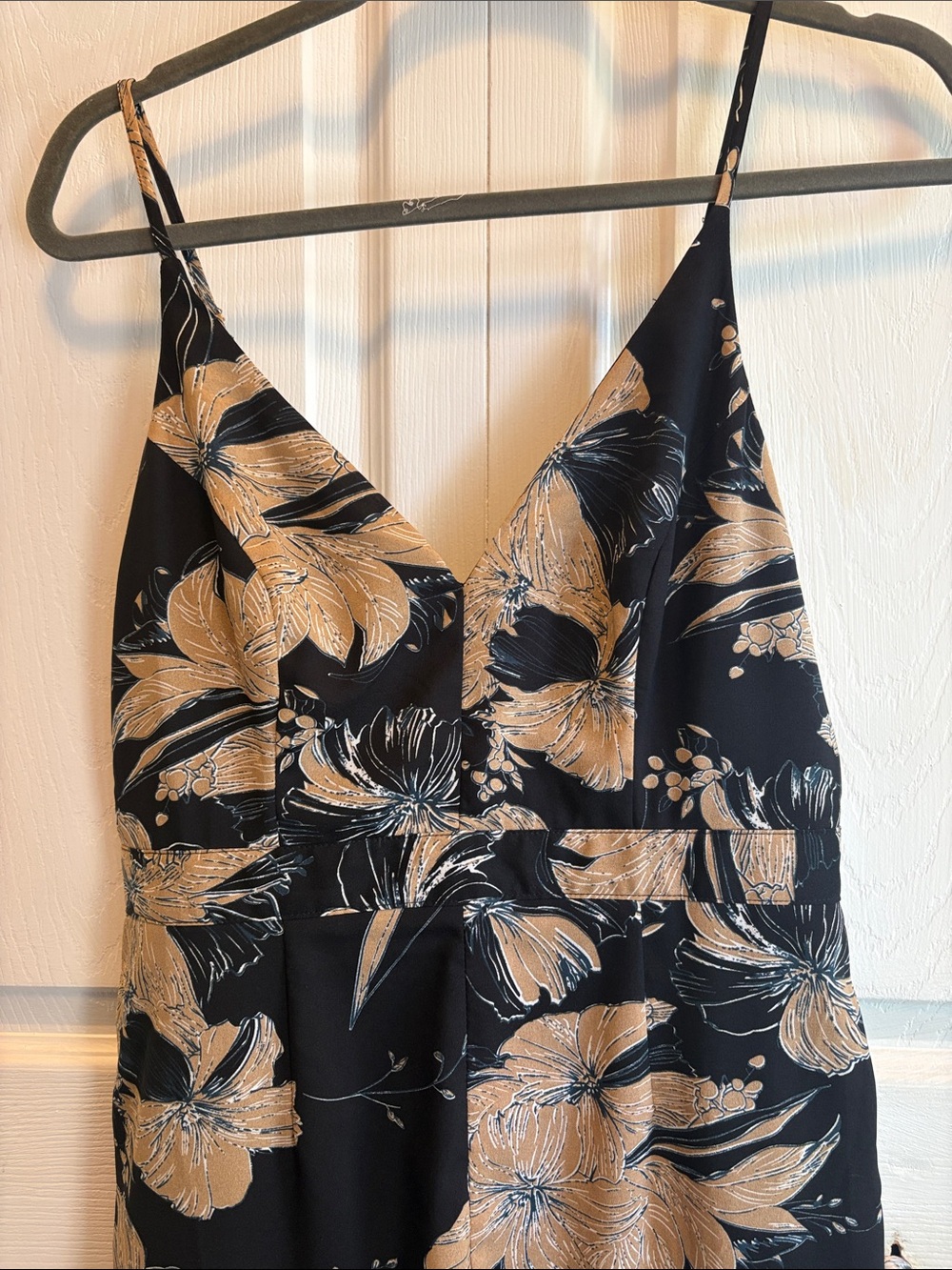 Lulu's Black Maxi Dress with Gold Floral Print - Picture 2 of 8